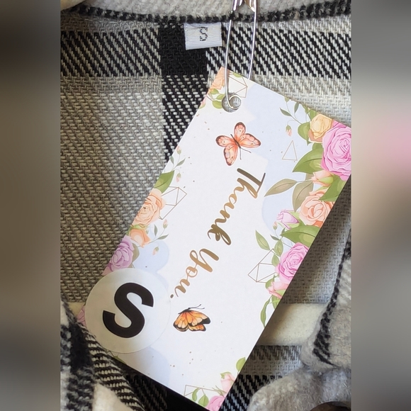 NWT Black Gray Plaid Flannel Shacket W Button Down - Picture 9 of 16